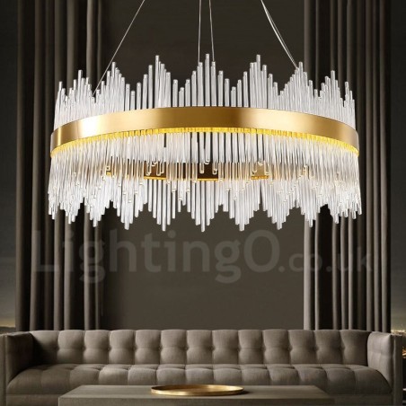 Lampada a sospensione moderna in acciaio e vetro Ø 85 cm H 34 cm