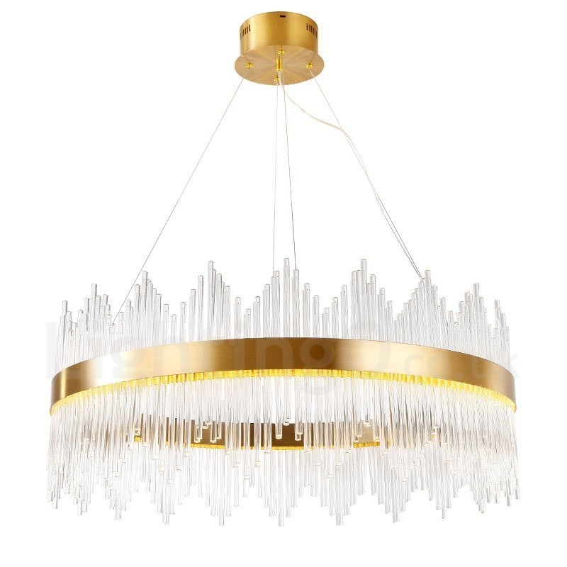 Lampada a sospensione moderna in acciaio e vetro Ø 85 cm H 34 cm