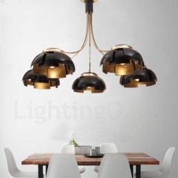 Lampadario moderno contemporaneo 5 luci in acciaio e acrilico E27 Ø 105 cm H 65 cm