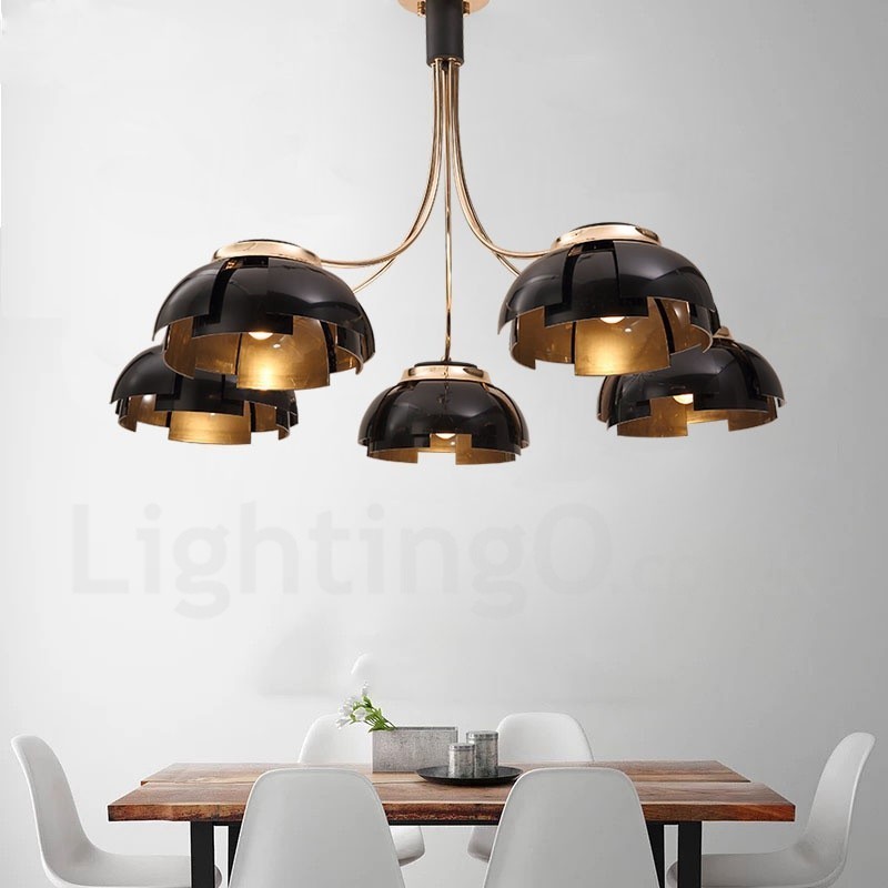 Lampadario moderno contemporaneo 5 luci in acciaio e acrilico E27 Ø 105 cm H 65 cm