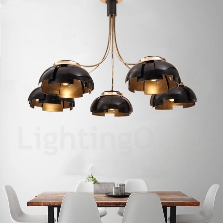 Lampadario moderno contemporaneo 5 luci in acciaio e acrilico E27 Ø 105 cm H 65 cm