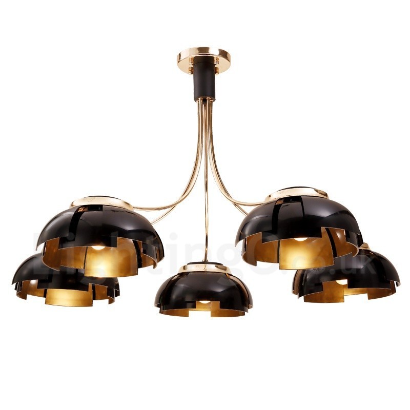 Lampadario moderno contemporaneo 5 luci in acciaio e acrilico E27 Ø 105 cm H 65 cm