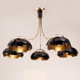 Lampadario moderno contemporaneo 5 luci in acciaio e acrilico E27 Ø 105 cm H 65 cm
