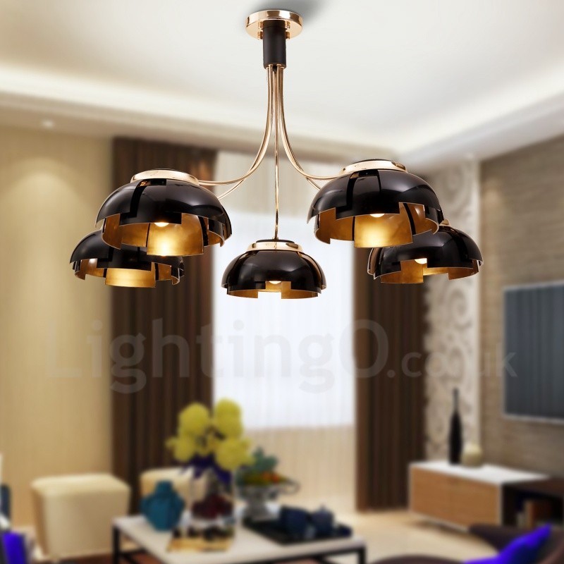 Lampadario moderno contemporaneo 5 luci in acciaio e acrilico E27 Ø 105 cm H 65 cm