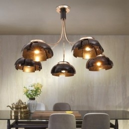 Lampadario moderno contemporaneo 5 luci in acciaio e acrilico E27 Ø 105 cm H 65 cm