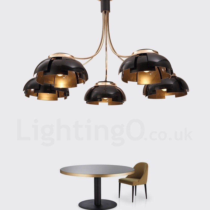 Lampadario moderno contemporaneo 5 luci in acciaio e acrilico E27 Ø 105 cm H 65 cm