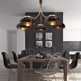 Lampadario moderno contemporaneo 5 luci in acciaio e acrilico E27 Ø 105 cm H 65 cm