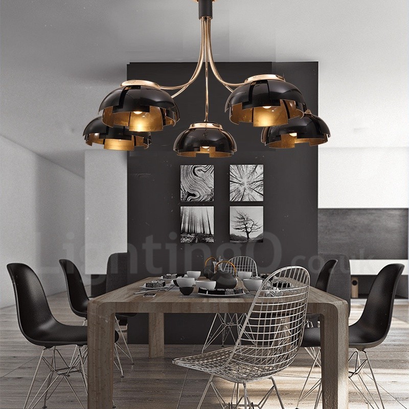 Lampadario moderno contemporaneo 5 luci in acciaio e acrilico E27 Ø 105 cm H 65 cm