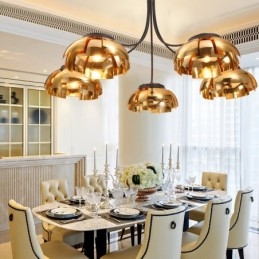 Lampadario contemporaneo in acciaio a 5 luci con paralume in acrilico 105 cm E27