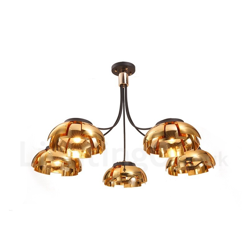 Lampadario contemporaneo in acciaio a 5 luci con paralume in acrilico 105 cm E27