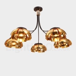 Lampadario contemporaneo in acciaio a 5 luci con paralume in acrilico 105 cm E27