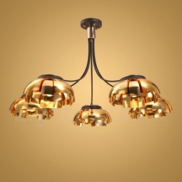 Lampadario contemporaneo in acciaio a 5 luci con paralume in acrilico 105 cm E27