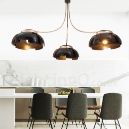 Lampadario moderno contemporaneo a 3 luci in acciaio con paralume in acrilico