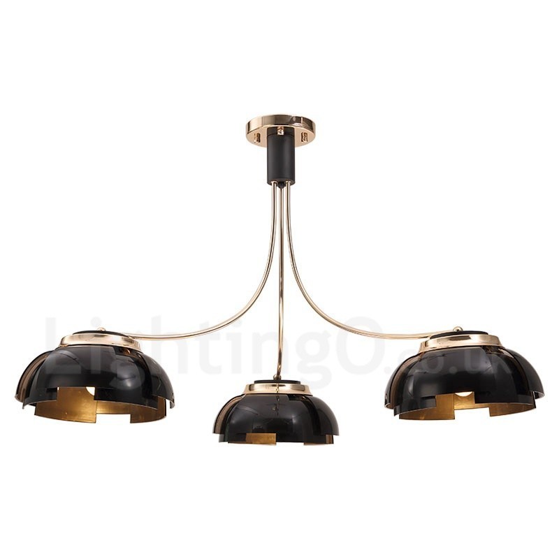 Lampadario moderno contemporaneo a 3 luci in acciaio con paralume in acrilico