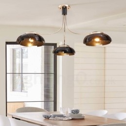 Lampadario moderno contemporaneo a 3 luci in acciaio con paralume in acrilico