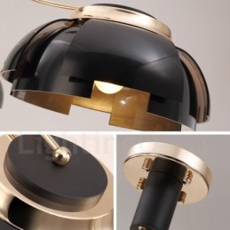 Lampadario moderno contemporaneo a 3 luci in acciaio con paralume in acrilico