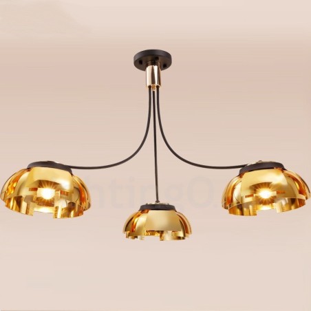 Lampadario contemporaneo in acciaio a 3 luci con paralume in acrilico Ø 105 cm H 65 cm E27