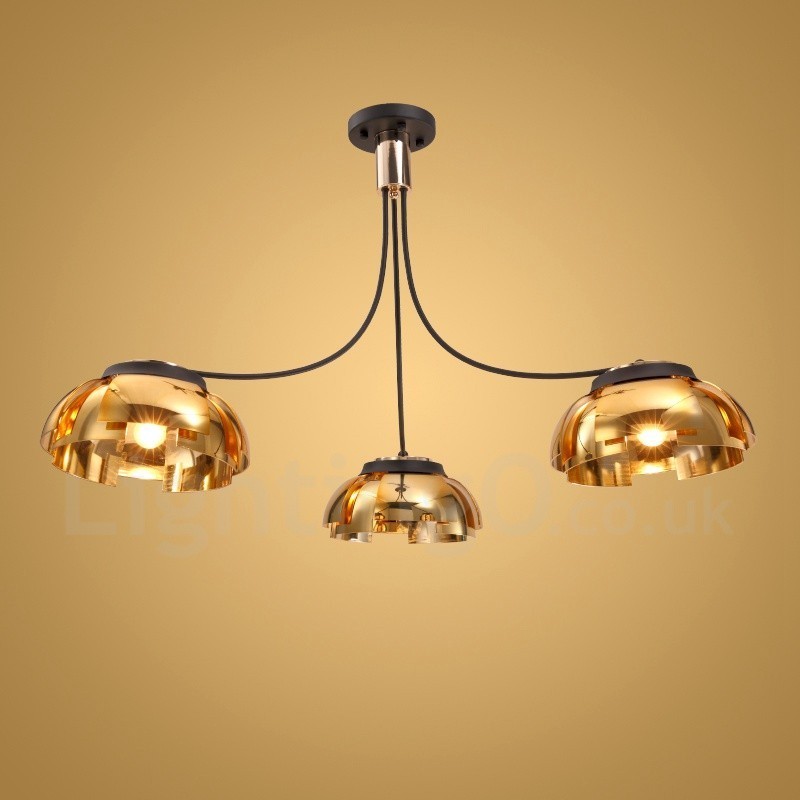 Lampadario contemporaneo in acciaio a 3 luci con paralume in acrilico Ø 105 cm H 65 cm E27