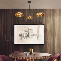 Lampadario contemporaneo in acciaio a 3 luci con paralume in acrilico Ø 105 cm H 65 cm E27