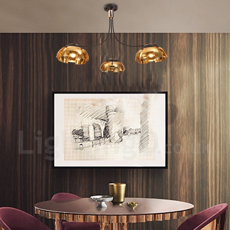 Lampadario contemporaneo in acciaio a 3 luci con paralume in acrilico Ø 105 cm H 65 cm E27