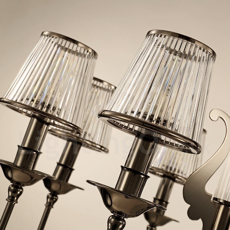 Lampadario contemporaneo in acciaio a 8 luci con paralume in acrilico, Ø 80 cm, H 78 cm, E14