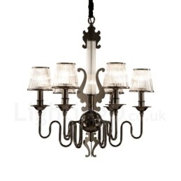 Lampadario moderno contemporaneo 6 luci in acciaio con paralume in acrilico