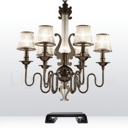 Lampadario moderno contemporaneo 6 luci in acciaio con paralume in acrilico
