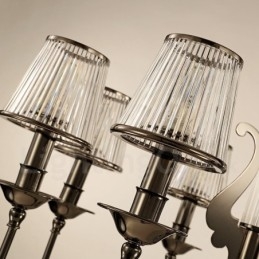 Lampadario moderno contemporaneo in acciaio 15 luci con paralume in acrilico E14