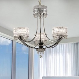 Lampadario moderno contemporaneo in acciaio e cristallo a 3 luci Ø 65 cm H 59 cm