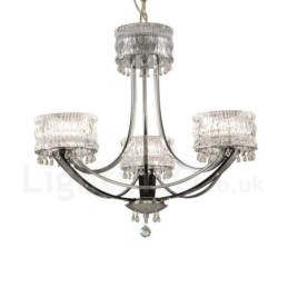 Lampadario moderno contemporaneo in acciaio e cristallo a 3 luci Ø 65 cm H 59 cm