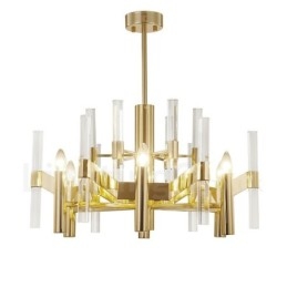 Lampadario moderno contemporaneo in metallo e cristallo a 8 luci E14, Ø 90 cm x H 40 cm