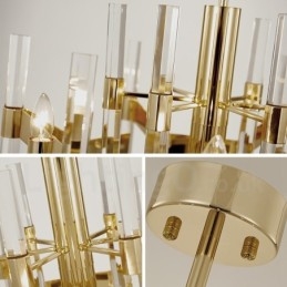 Lampadario moderno contemporaneo in metallo e cristallo a 8 luci E14, Ø 90 cm x H 40 cm