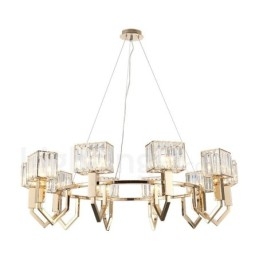 Lampada a sospensione contemporanea in acciaio con paralume in cristallo 10 luci E14 Ø103 cm H32 cm