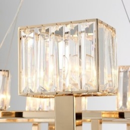 Lampada a sospensione contemporanea in acciaio e cristallo a 6 luci E14, Ø 63 cm H 32 cm