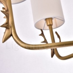 Lampadario rustico in ottone a 8 luci con paralumi in tessuto E14 Ø 81 cm H 58 cm