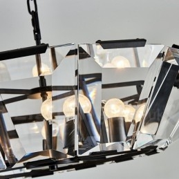 Lampada a sospensione moderna contemporanea 8 luci in acciaio con paralume in cristallo, E14, Ø80 cm