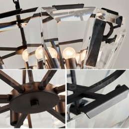Lampada a sospensione moderna contemporanea 8 luci in acciaio con paralume in cristallo, E14, Ø80 cm