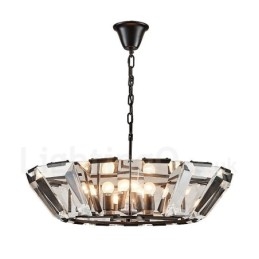 Lampada a sospensione moderna contemporanea 8 luci in acciaio con paralume in cristallo, E14, Ø80 cm