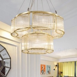 Lampada a sospensione in acciaio con paralume in cristallo, 11 luci, E14, Ø 78 cm H 50 cm