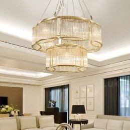Lampada a sospensione in acciaio con paralume in cristallo, 11 luci, E14, Ø 78 cm H 50 cm