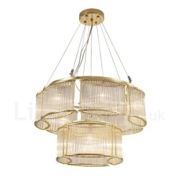 Lampada a sospensione in acciaio con paralume in cristallo, 11 luci, E14, Ø 78 cm H 50 cm