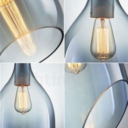 Lampada a sospensione contemporanea in vetro 1 luce E27 Ø 23 cm H 40 cm