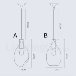 Lampada a sospensione contemporanea in vetro 1 luce E27 Ø 23 cm H 40 cm
