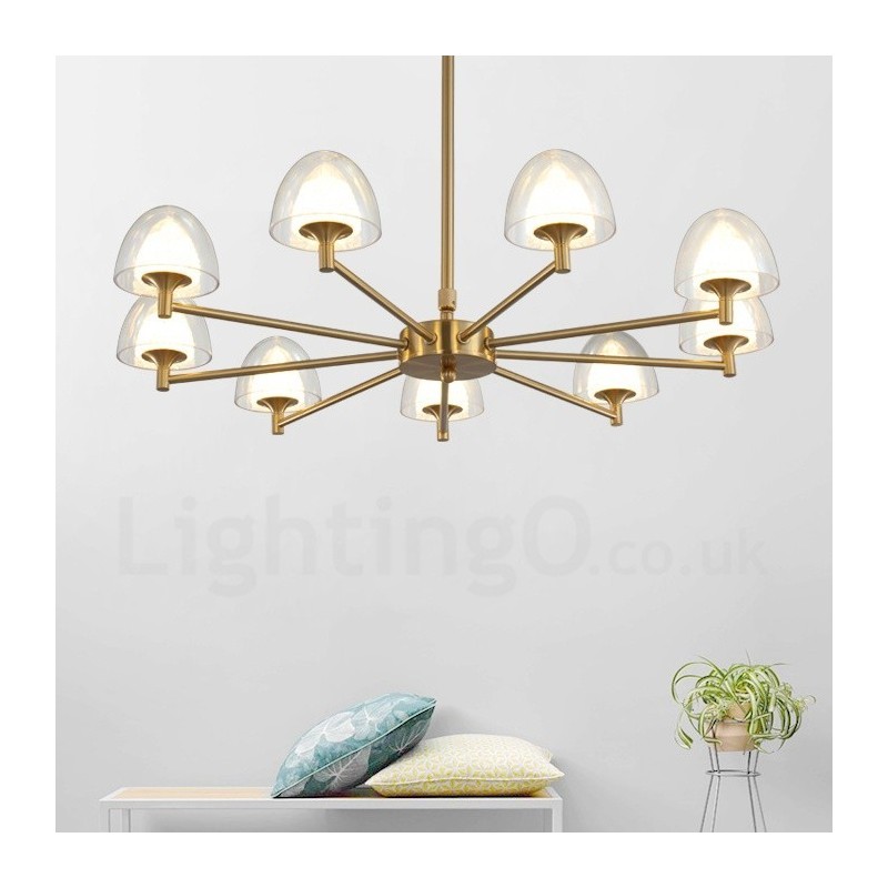 Lampadario contemporaneo in metallo e acrilico a 9 luci Ø 70 cm H 63 cm