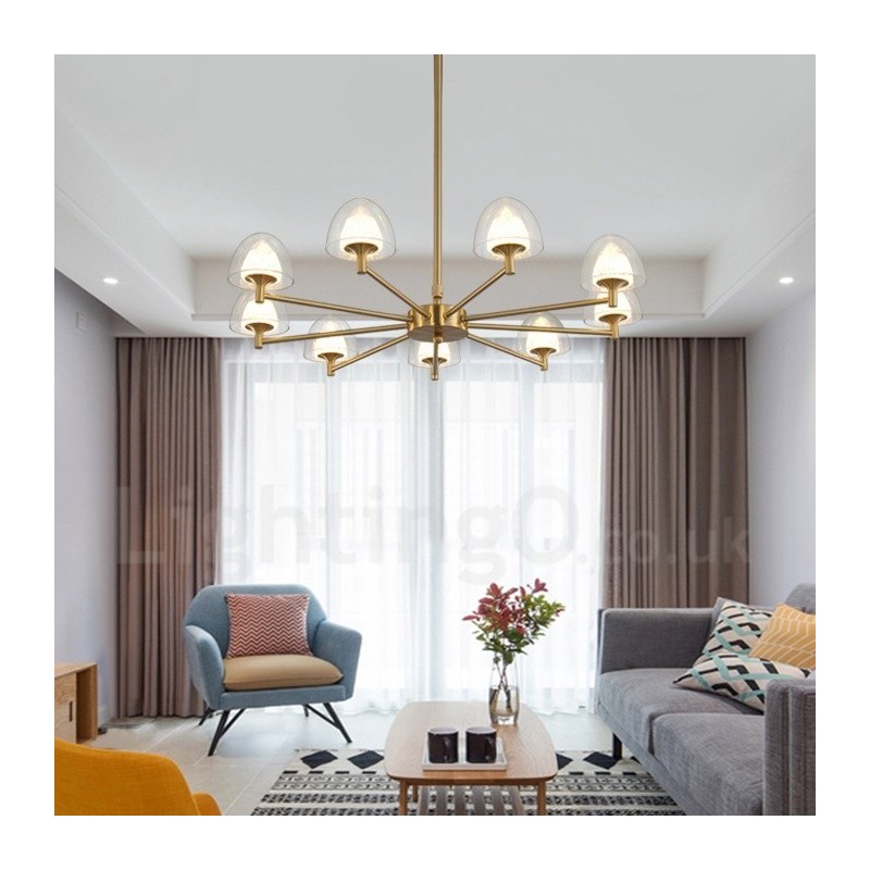 Lampadario contemporaneo in metallo e acrilico a 9 luci Ø 70 cm H 63 cm