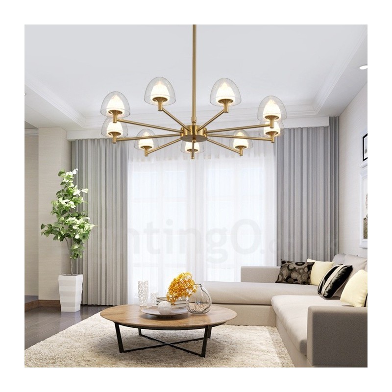 Lampadario contemporaneo in metallo e acrilico a 9 luci Ø 70 cm H 63 cm