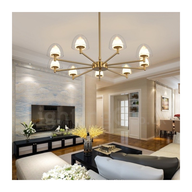 Lampadario contemporaneo in metallo e acrilico a 9 luci Ø 70 cm H 63 cm