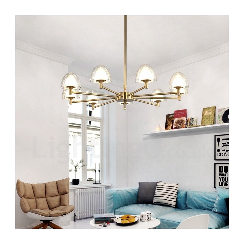Lampadario contemporaneo in metallo e acrilico a 9 luci Ø 70 cm H 63 cm