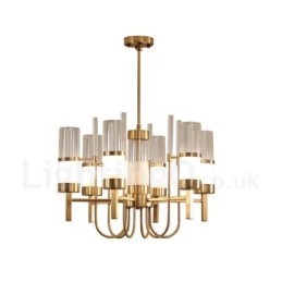 Lampadario rustico moderno contemporaneo in acciaio 6 luci con paralumi in vetro E14 Ø 65 cm H 80 cm
