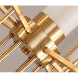 Lampadario rustico moderno contemporaneo in acciaio 6 luci con paralumi in vetro E14 Ø 65 cm H 80 cm